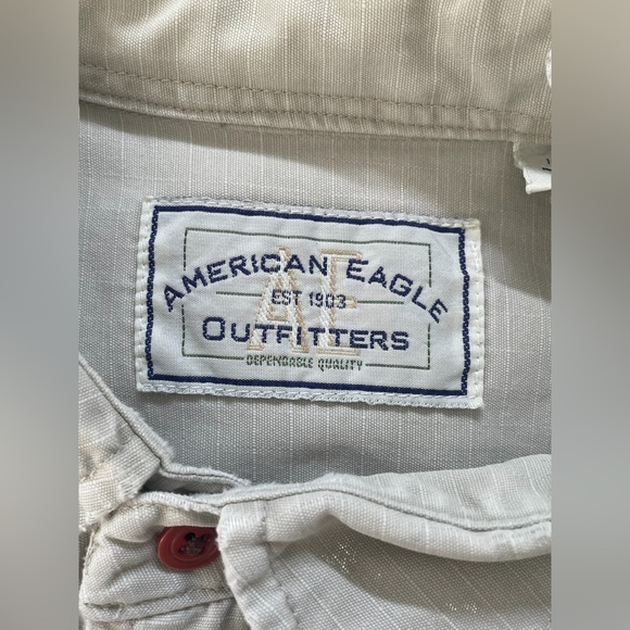 American Eagle Outfitters Khaki Long Sleeve Button Down Shirt Men’s Large - Picture 4 of 6
